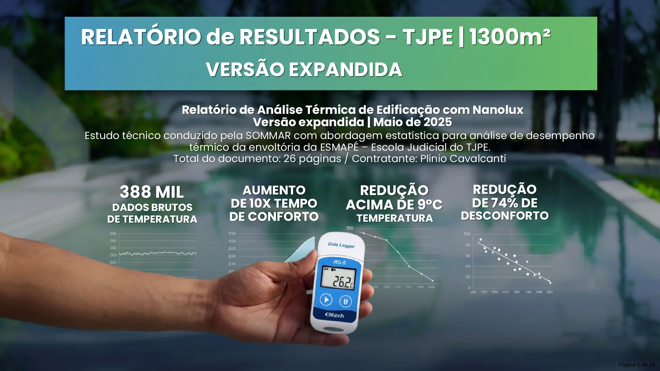 Página 1 do relatório térmico, energético e ESG do TJPE